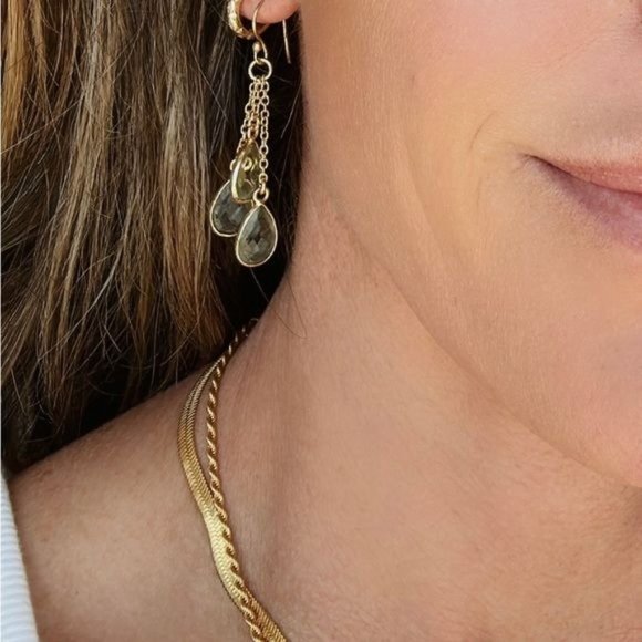 Sparkly Green Amethyst Gemstone Dangle Earrings - Picture 7 of 8